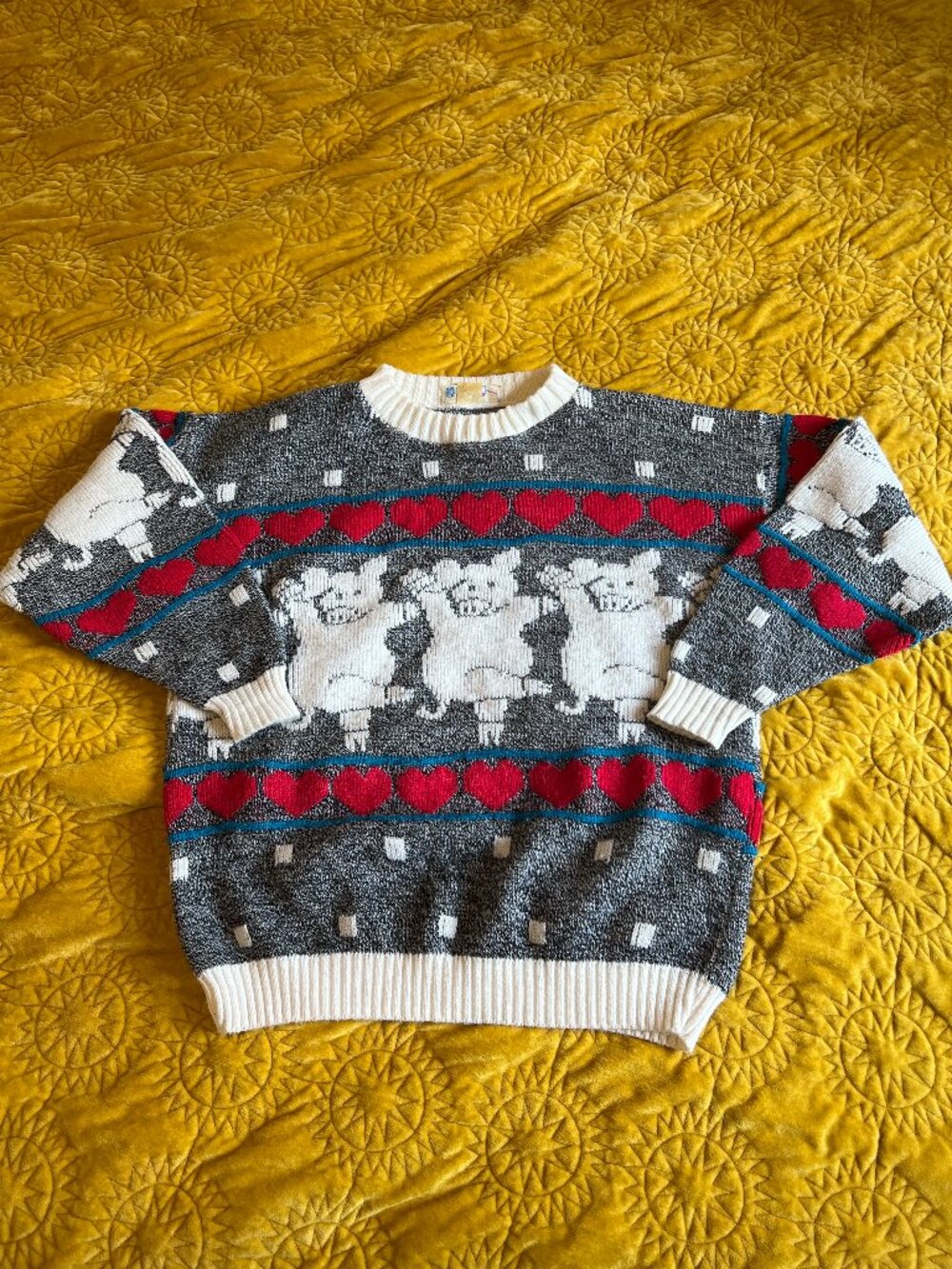Rose Pigs vintage sweater
